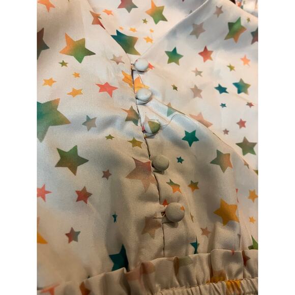 Storia Medium Romper Women's Teen STARS V-Neck SLEEVELESS Short Ties COLORFUL - Picture 4 of 9